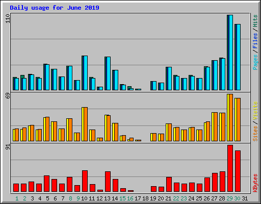 Daily usage for June 2019