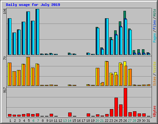 Daily usage for July 2019
