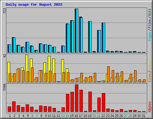 Daily usage for August 2022