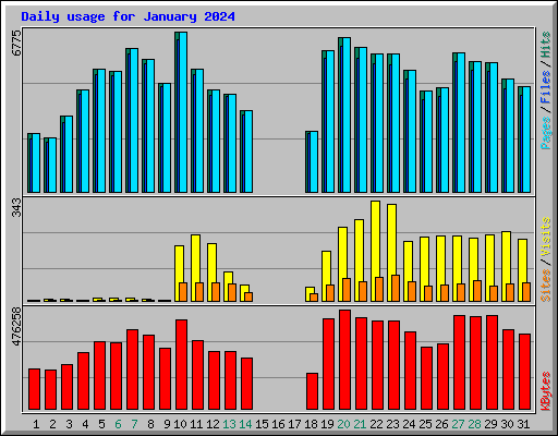 Daily usage for January 2024